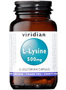 Viridian L-Lysine 500mg Veg Caps 30 size #030 Up To 30% Off