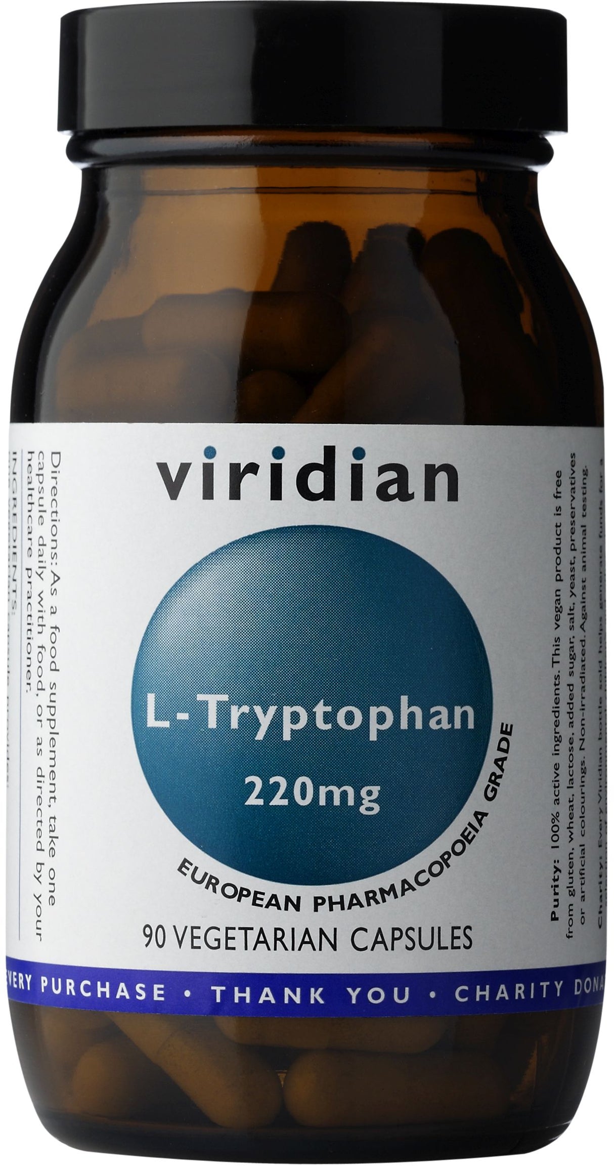 Viridian L-Tryptophan 220mg Veg Caps 90 size #042