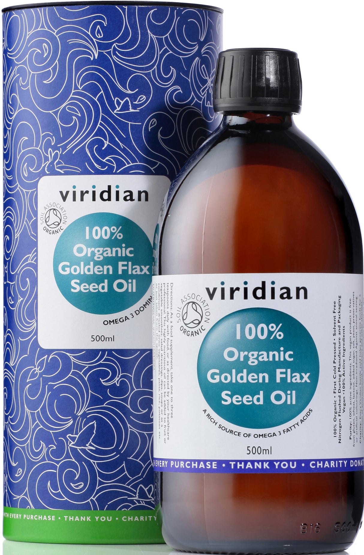 Viridian Flaxseed Omega Oil (Organic) 500ml size #506 Up To 30% Off