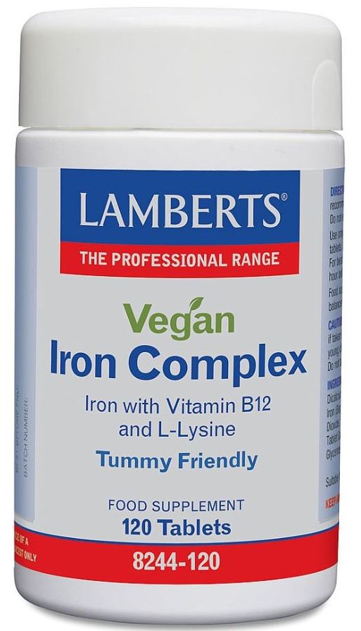 Lamberts Bio-Iron Complex (Vitamin B12 and L-Lysine) 120 Tablets #8244 - Up To 30% Off