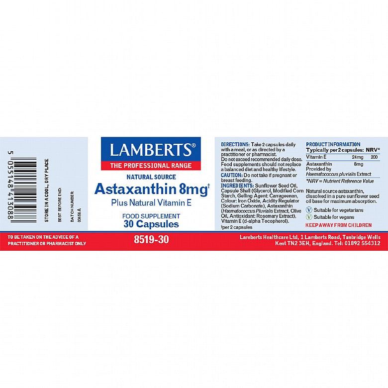 Lamberts Astaxanthin 8mg 30 Caps #8519 - Up To 30% Off
