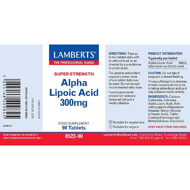 Lamberts Alpha Lipoic Acid 300mg 90 Tablets #8522 - Up To 30% Off