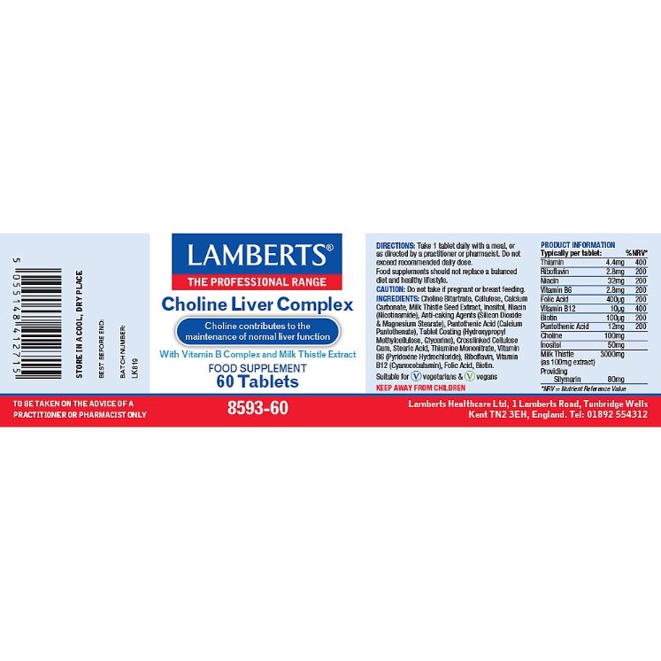 Lamberts Choline Liver Complex 60 Tablets #8593 - Up To 30% Off