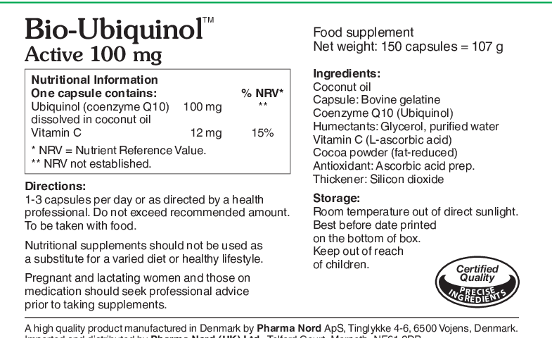 Pharma Nord Bio-Active Q10 Uniquinol 100mg (Ubiquinol) 150 caps
