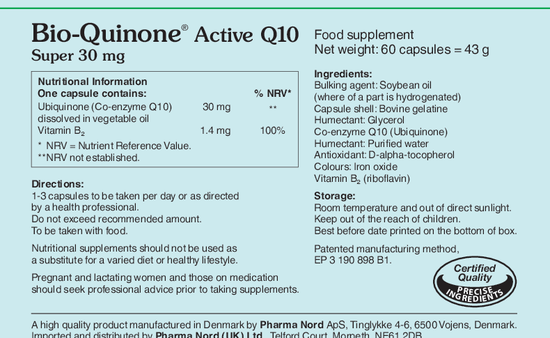 Pharma Nord Bio-Quinone Active Q10 Super 30mg (Ubiquinone) 60 caps