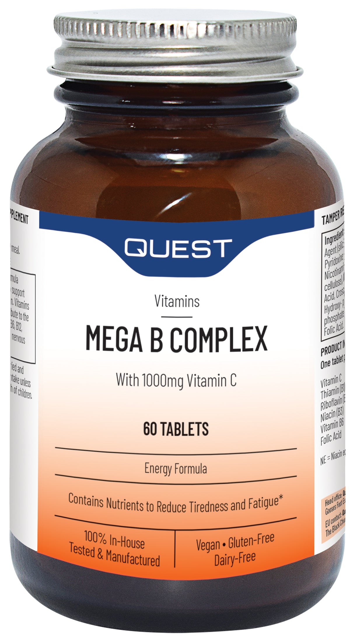 Quest Vitamins - Mega B Complex+ Vit C 1000mg (60 Capsules)