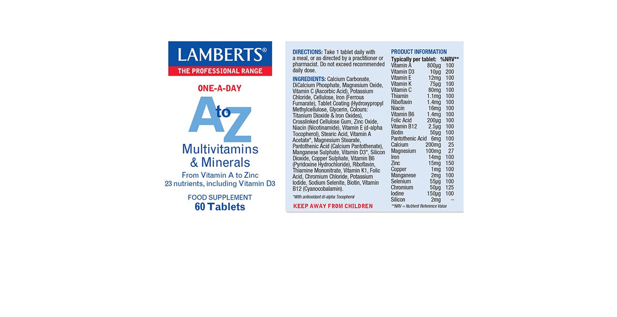Lamberts A-Z Multi - Multivitamins & Minerals One-a-day 60 Tablets #8429 - Up To 30% Off