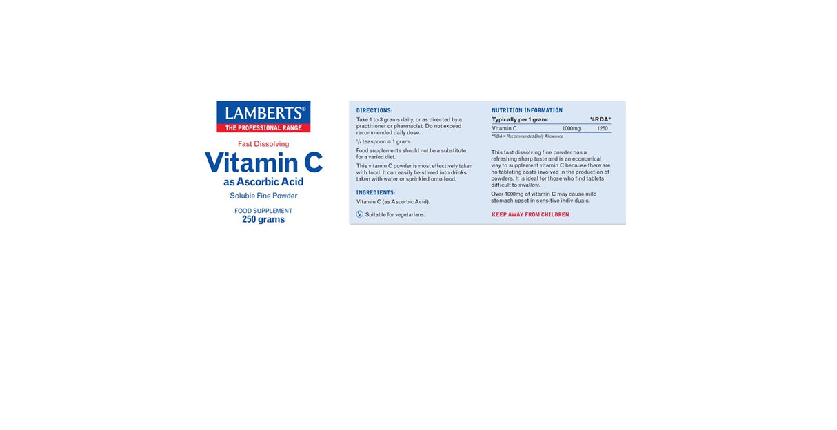Lamberts Vitamin C as Ascorbic Acid 250 g # 8103 - Up To 30% Off