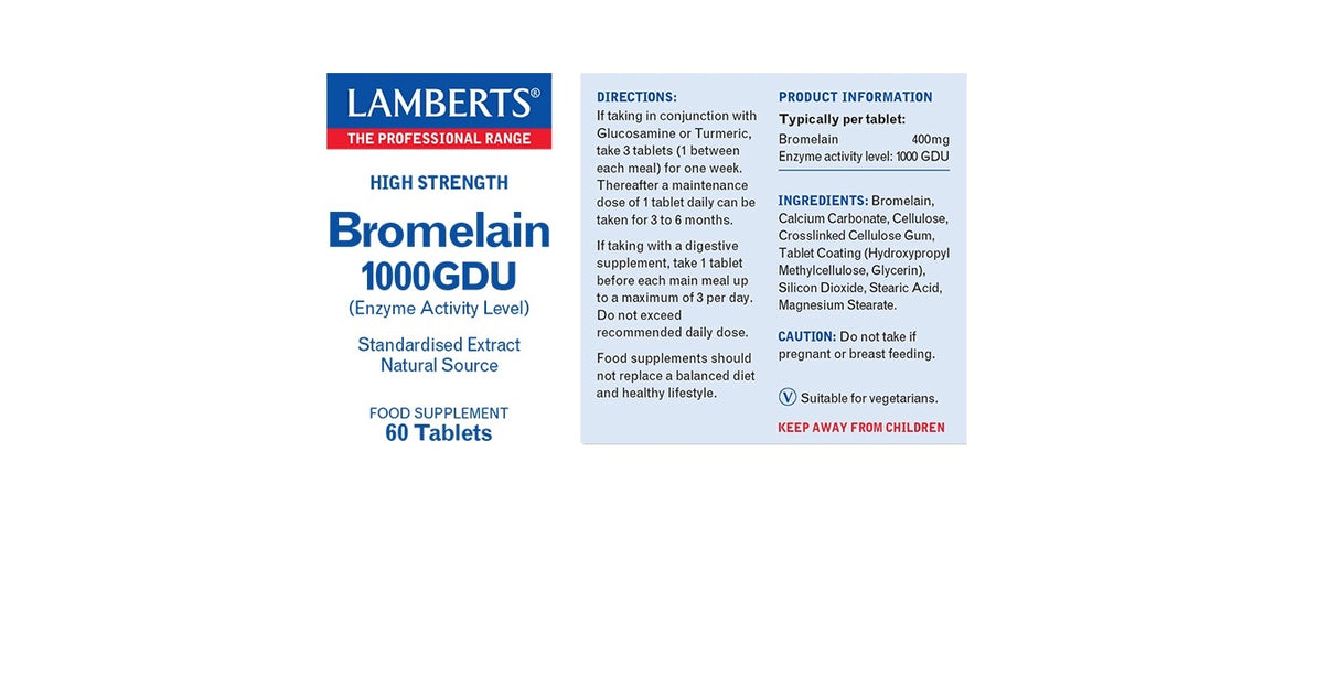 Lamberts Bromelain (1250GDU) 60 Tablets #8520 - Up To 30% Off