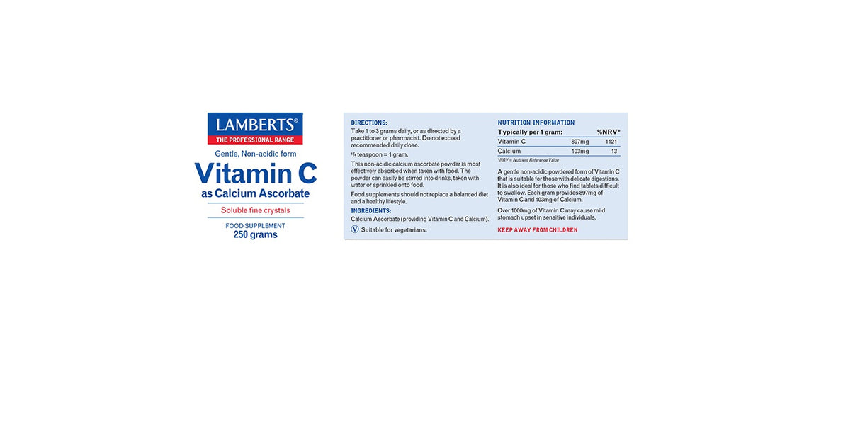 Lamberts Calcium Ascorbate Vitamin C (250 g) #8106 - Up To 30% Off