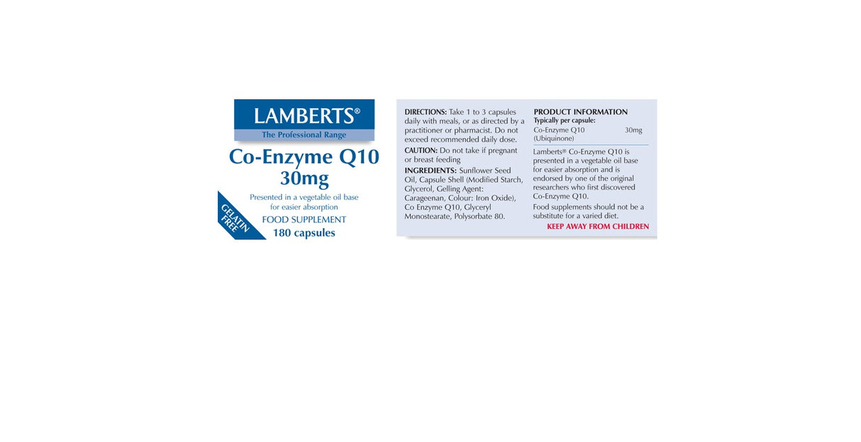 Lamberts Co-Enzyme Q10 30mg 180 Caps #8531 - Up To 30% Off