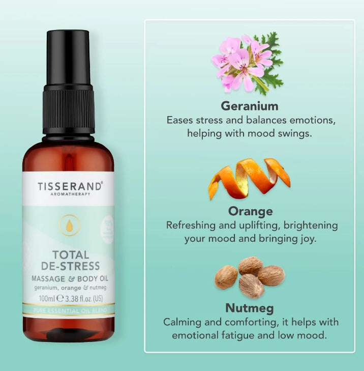 Tisserand Total De-Stress Massage & Body Oil 100ml
