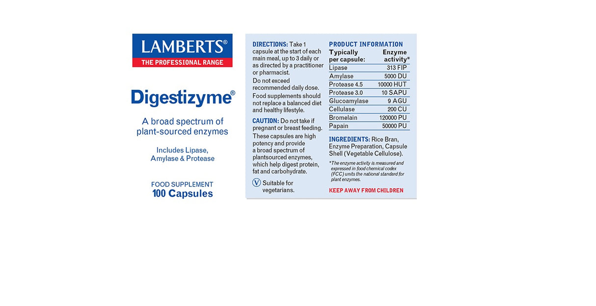 Lamberts Digestizyme 100 Capsules #8410 - Up To 30% Off