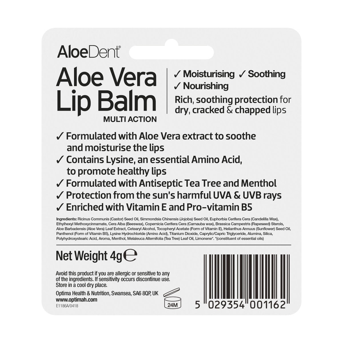 Aloe Dent Aloe Vera Lip Balm 4g