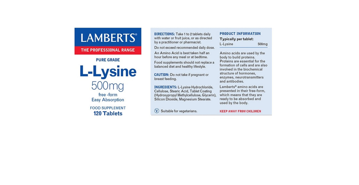Lamberts L-Lysine 1000mg (120 Tablets) # 8316