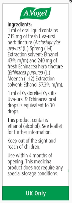 A Vogel Cystorelief Cystitis Uva-ursi and Echinacea oral drops 50ml
