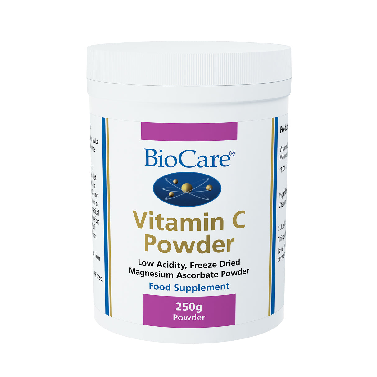 BioCare Vitamin C Powder (Magnesium Ascorbate Powder) Citrus Free 250g # 513250