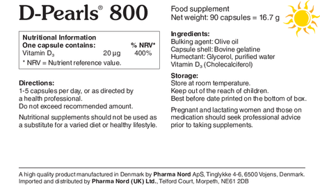 Pharma Nord D Pearls D3 800iu-20mcg (cholecalciferol) 90 caps