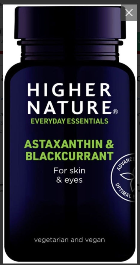 Higher Nature Astaxanthin & Blackcurrant 90 Capsules # AST090