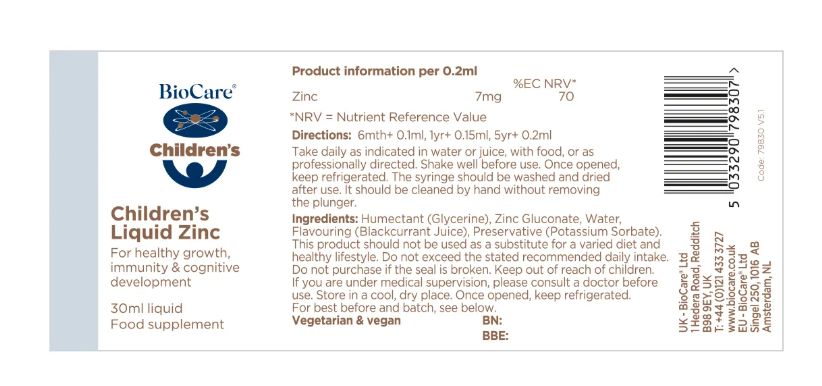 BioCare Children's Liquid Zinc 30ml # 79830