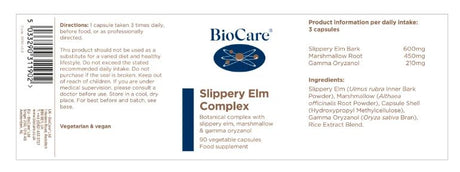 BioCare Slippery Elm Plus (Herbal combination) 90 Capsules # 31190