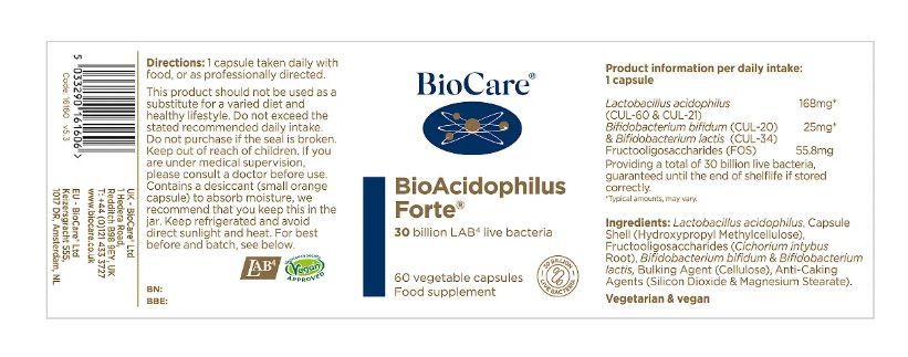 BioCare BioAcidophilus Forte 60 Capsules # 16160