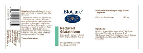 BioCare Reduced Glutathione 90 Capsules # 21890