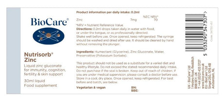BioCare Nutrisorb Zinc - 30ml # 34730