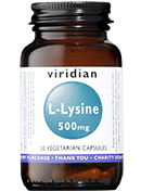 Viridian L-Lysine 500mg Veg Caps 30 size #030