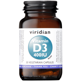 Viridian Vitamin D3 400iu Veg Caps 30 size #268