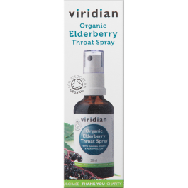 Viridian Elderberry Throat Spray NV (Organic) 50ml size #629