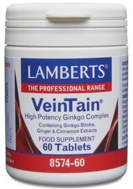 Lamberts VeinTain High Potency Ginkgo, Cinnamon and Ginger (60 Tablets) # 8574