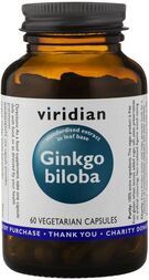 Viridian Ginkgo Biloba Extract 65mg Veg Caps 60 size #826