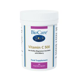 BioCare Vitamin C 500mg ( Magnesium Ascorbate & Bilberry) Citrus Free # 17260